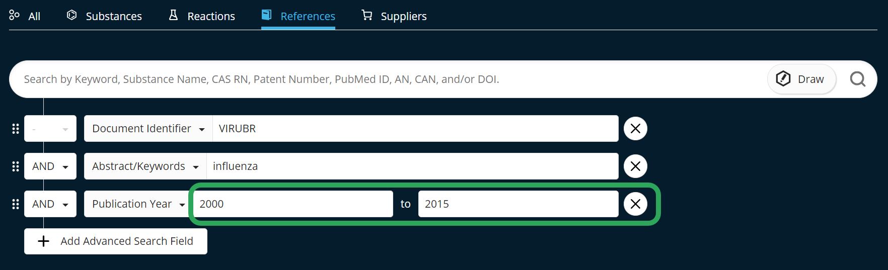 SF-ReferenceAdvancedSearch-DocumentIdentifier-VIRUBR-AddAdvanced-Influenza-AddPubYear.png