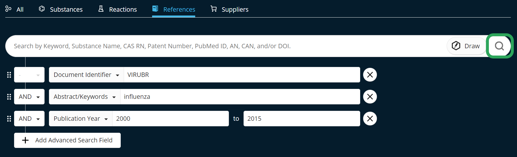 SF-ReferenceAdvancedSearch-DocumentIdentifier-VIRUBR-AddAdvanced-Influenza-AddPubYear-Search.png