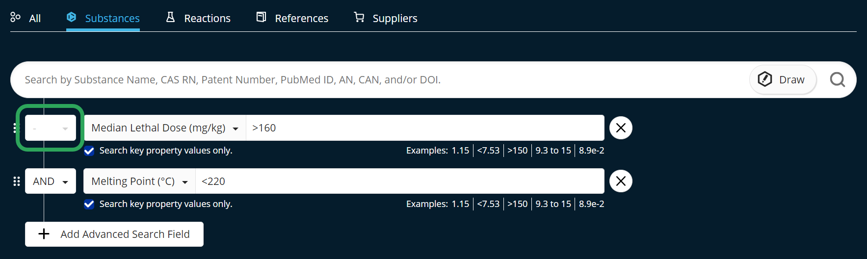 SFn-SubstanceSearch-Advanced-NoOperatorOnFirstField.png