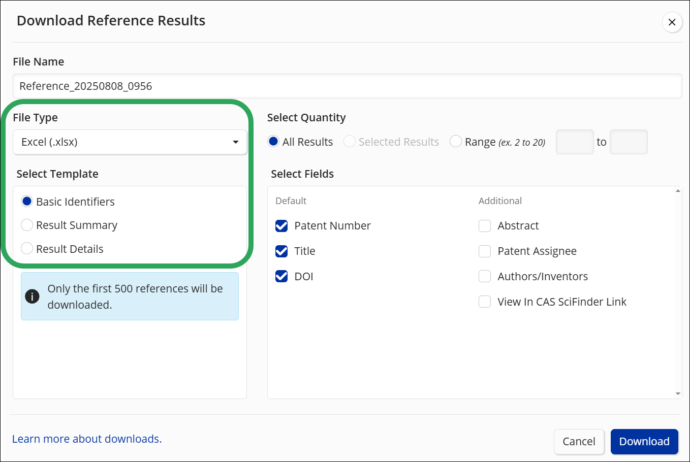 SF-References-DownloadResults-FileTypeAndTemplate.png